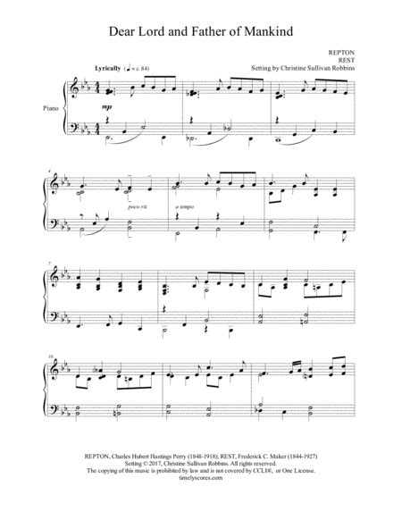 Dear Lord and Father of Mankind. This piano sheet music arrangement ...