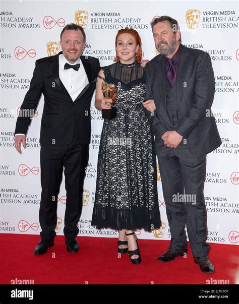 (L-R) Chris McCausland, Sophie Willan, winner of the Female Performance ...