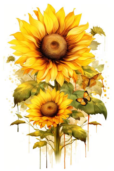 Sunflower Highland Cow Digital Download Print Watercolor Cow Painting Steer Lover Gift Ideas ...