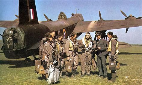 Crew beside Stirling bomber. By December 1943 Stirlings were being withdrawn from frontline ...