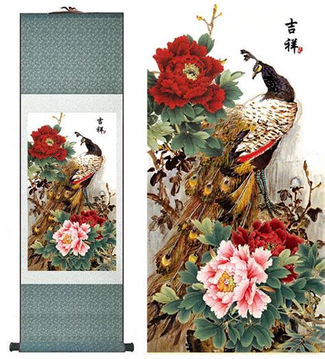 Aliexpress.com : Buy peacock silk painting Chinese traditional silk art ...