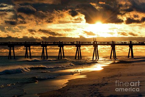 Pensacola Beach Fishing Pier at Sunset Photograph by Beachtown Views ...