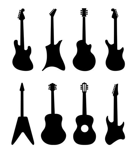 Guitar vector silhouettes. Rock, acoustic, electric guitars By ...