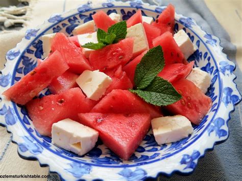 Watermelon and White Cheese (Feta) Salad; Karpuz, Peynir, Ekmek | Ozlem ...