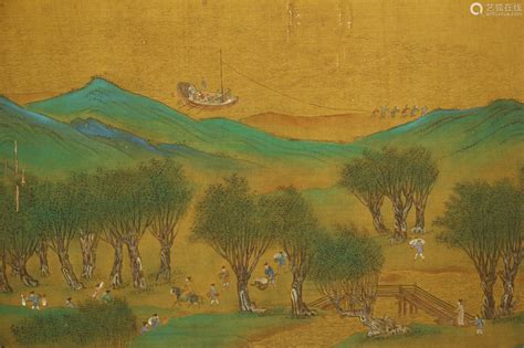 A Chinese Painting Scroll Riverside Scene During Qingming Festival by ...