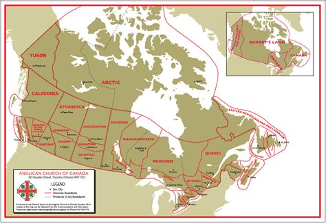 Map of dioceses and provinces of the Anglican Church of Canada - The ...