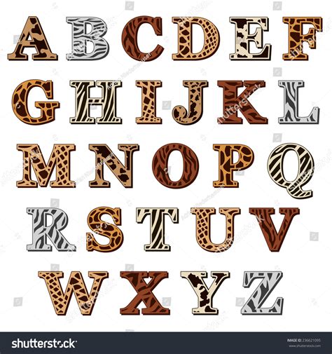 Capital Letters Latin Alphabet Animal Print Stock Illustration ...