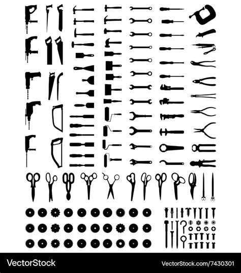 Silhouettes of tools Royalty Free Vector Image