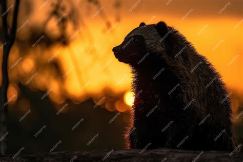 Premium AI Image | Wild animal silhouette at sunset generative ai