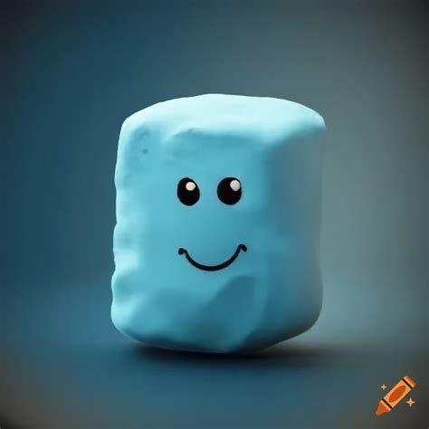 Cute illustration of a blue marshmallow eating the earth on Craiyon