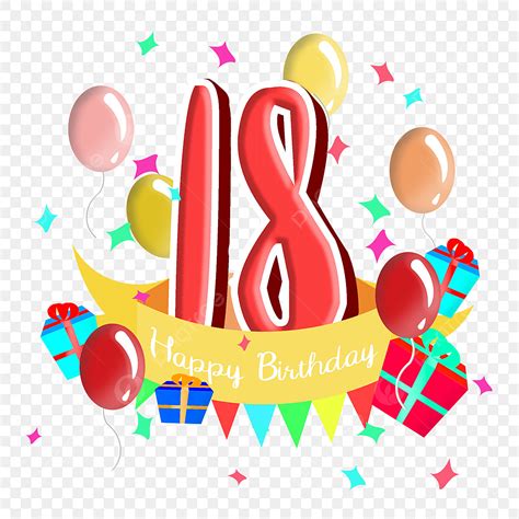 Happy Birthday Clipart PNG Images, Happy 18th Birthday, Eighteen Years Old, Birthday, Happy ...