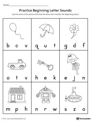 Identifying Letter Sounds Worksheet