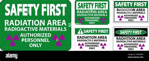 Radiation Safety First Sign Caution Radiation Area, Radioactive Materials, Authorized Personnel ...