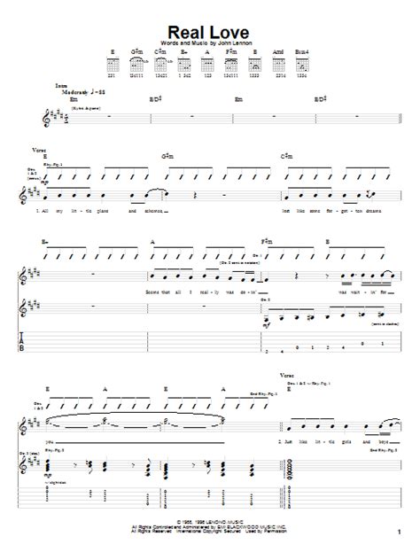 Real Love Sheet Music | The Beatles | Guitar Tab