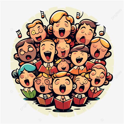 Choir Singing, Sticker Clipart Kids Church Choir Choir Singing Vector Illustration Set Cartoon ...