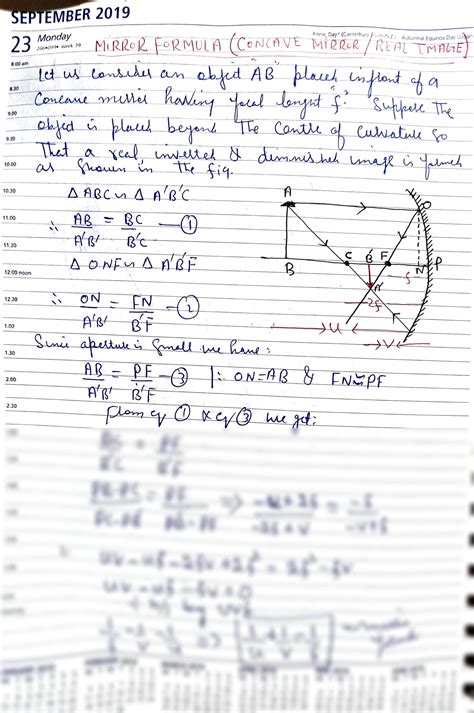 SOLUTION: Mirror formula for concave mirror physics - Studypool