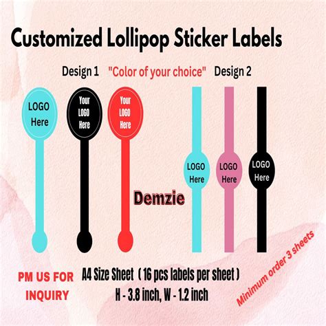 Customized LOLLIPOP STICKER LABEL PRINTING (GLOSSY) PM US - A4 SIZE (PRINT ONLY - UNCUT, SEND ...