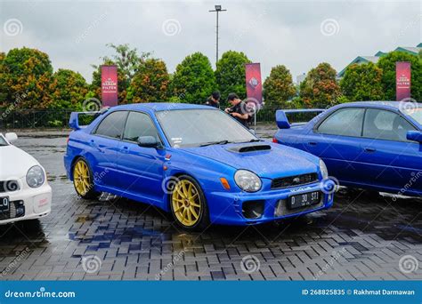 Blue Subaru Impreza WRX STI Bugeye in JDM Fest 2023 Parking Lot ...