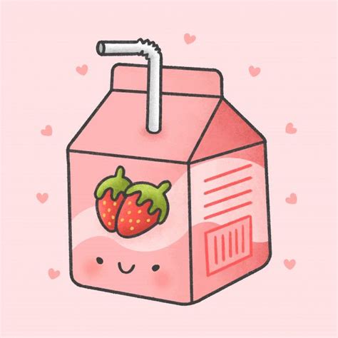 Cute Strawberry Milk Box Cartoon Hand Drawn Style | Box cartoon, Cute food drawings, Kawaii drawings