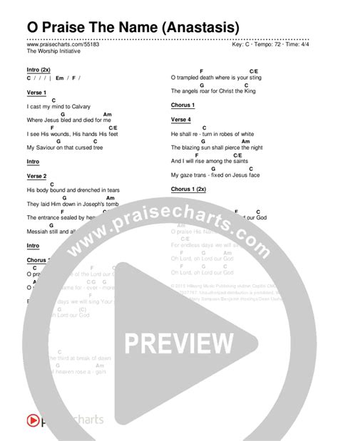 O Praise The Name (Anastasis) Chords PDF (The Worship Initiative) - PraiseCharts