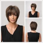 Brown Short Synthetic Wigs Women Layered Hairstyle Natural Hair Daily ...