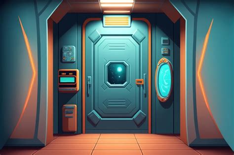 Interior sci fi futuristic door illustration design | Premium AI-generated image