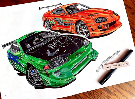 Paul Walker's Eclipse and Supra Drawing (4128x3096) : r/carporn