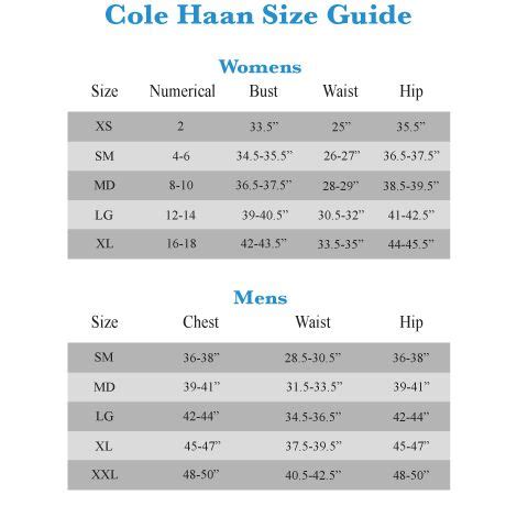 Cole Haan Women S Coat Size Chart | Cole haan women, Cole haan men, Chart