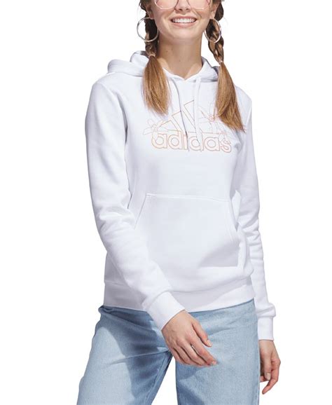 adidas Women's Flower Logo Fleece Pullover Hoodie - Macy's