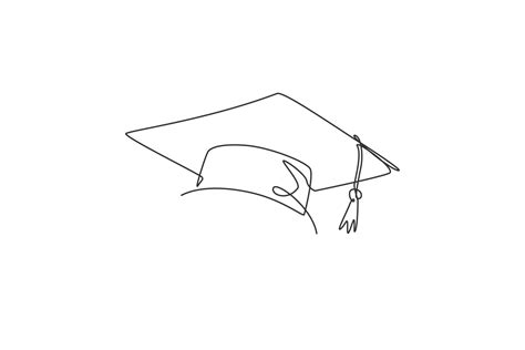 Graduation hat. Continuous one line drawing of graduate cap minimalist ...