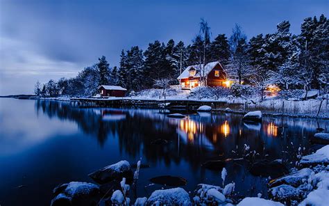 HD wallpaper: Stockholm, Sweden, winter landscape of snow, houses, lake ...