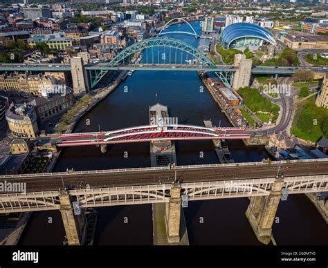 Aerial view of The Tyne Bridges, Newcastle upon Tyne Stock Photo - Alamy