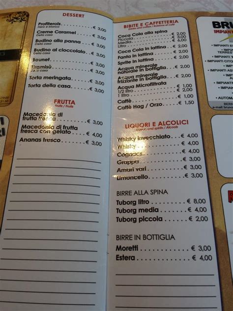 Menu au Ristorante Pizzeria Bella Napoli, Coni