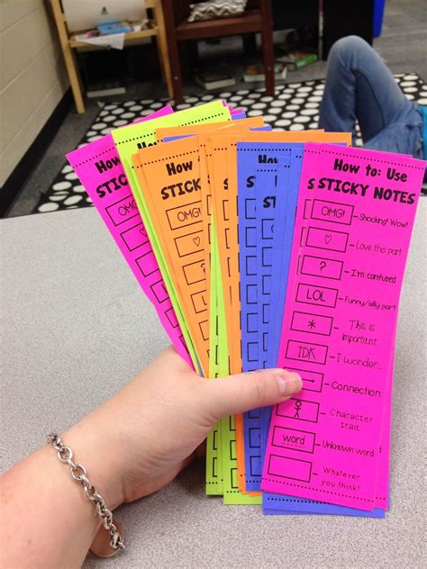 Sticky Note Bookmarks--Great way for students to faux annotate while they read books. | Teaching ...