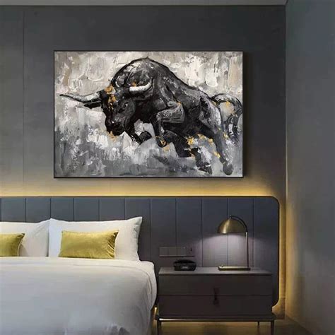 Large Canvas Wall Art Handmade Bull Painting on Canvas Ox - Etsy