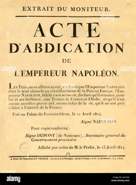 Napoleon abdication 1814 hi-res stock photography and images - Alamy