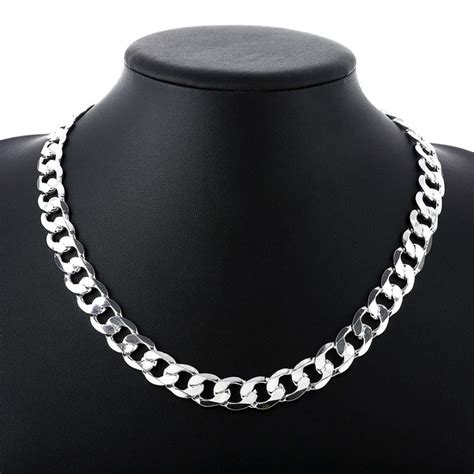 2021 Curb Cuban Mens Necklace Chain Silver Plated Necklaces For Men Fashion Jewelry 4/6/8/10 ...