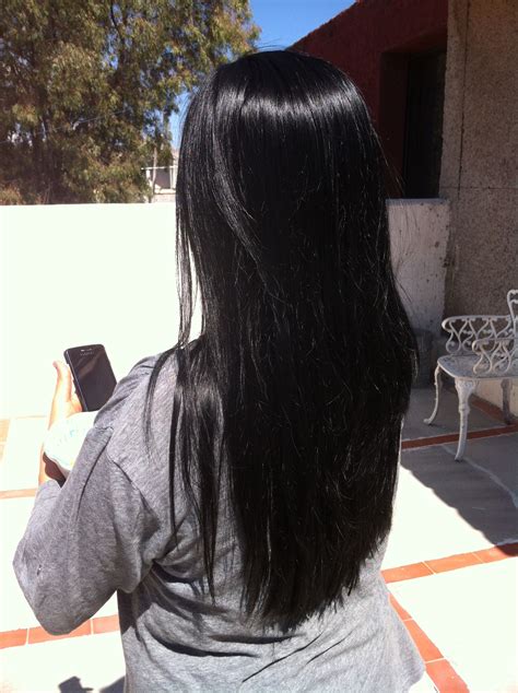 Freshly dyed black hair with a blue tint to it. My job on my sister's ...