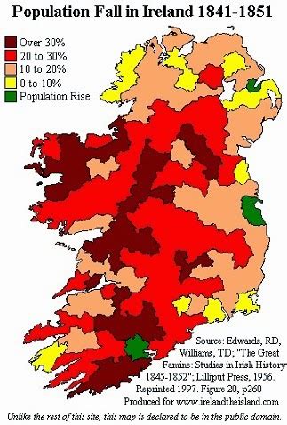 History Map Ireland: 1845 Great Irish Famine