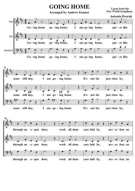 Going Home A Cappella SAB Sheet Music | Antonin Dvorak | SAB Choir