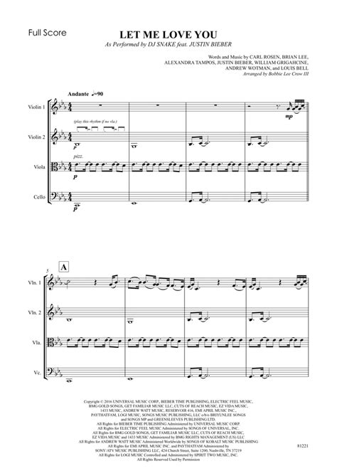 Let Me Love You (arr. BLC3Music Services LLC) Sheet Music | DJ Snake Feat. Justin Bieber ...