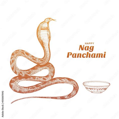 Hand draw nag panchami sketch card design Stock Vector | Adobe Stock