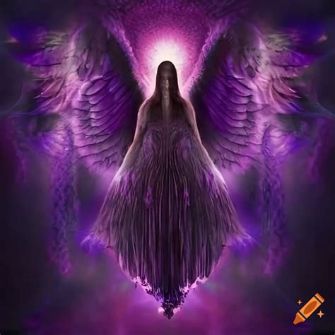 Ethereal purple angel with multiple wings on Craiyon