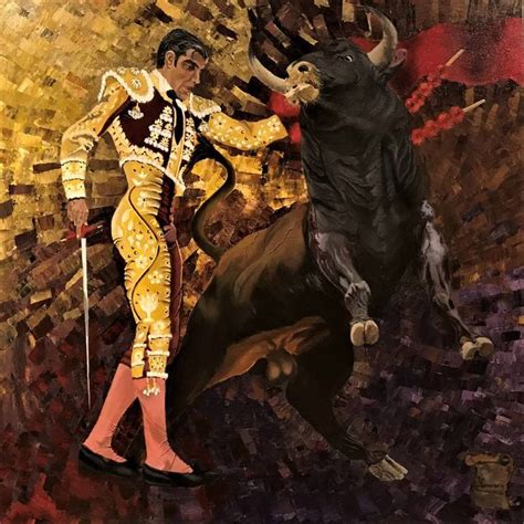 Bullfighter and Bull Painting by Saeid Gholibeik | Saatchi Art | Bull ...