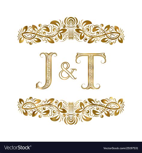 J and t vintage initials logo symbol letters Vector Image