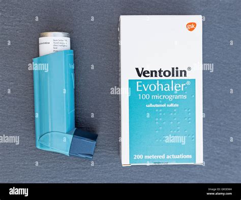 A ventolin inhaler used as a reliever for symptoms of asthma Stock Photo: 117476692 - Alamy