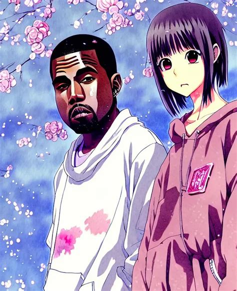 cute anime illustration of rapper kanye west with an... | OpenArt