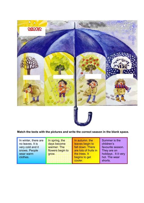 Seasons - Interactive worksheet Seasons Worksheets, 2nd Grade ...