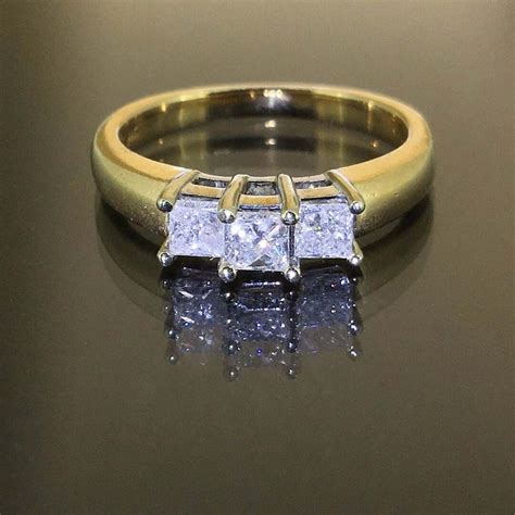 Zales 14k Yellow Gold Natural Princess Cut Diamond 3 Stone - Etsy