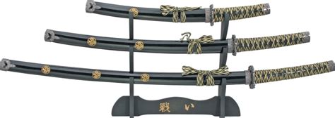 Extac Australia- Three Piece Shogun Samurai Sword Set w/ Display Stand M3279
